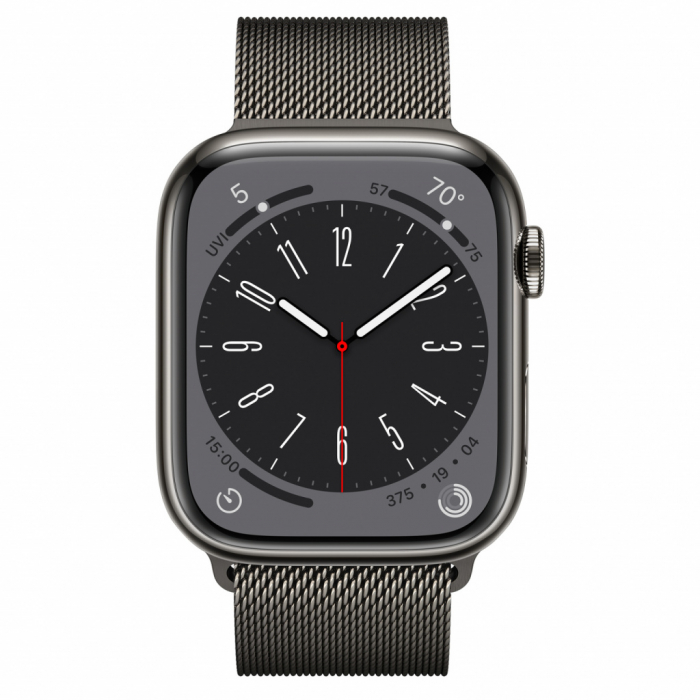 Apple Watch S8 Cellular 45mm Graphite Stainless Steel Case with Graphite Milanese Loop [2]