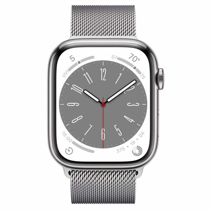 Apple Watch S8 Cellular 45mm Silver Stainless Steel Case with Silver Milanese Loop [2]