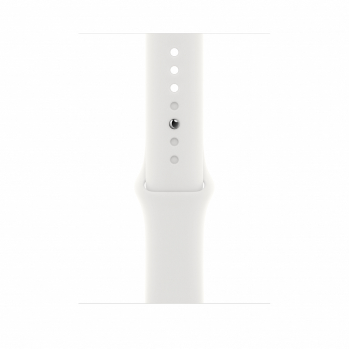 Apple Watch S8 Cellular 45mm Silver Stainless Steel Case with White Sport Band - Regular [3]