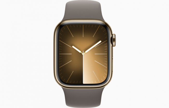 Apple Watch S9 Cellular 41mm Gold Stainless Steel Case w Clay Sport Band - M/L [2]