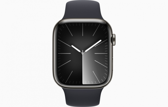 Apple Watch S9 Cellular 45mm Graphite Stainless Steel Case w Midnight Sport Band - S/M [2]