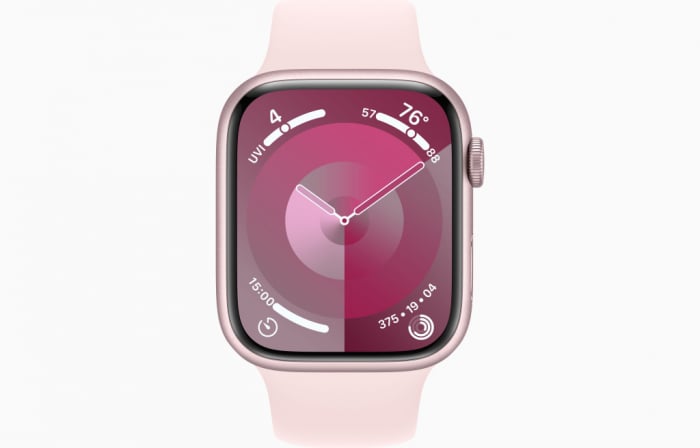 Apple Watch S9 GPS 45mm Pink Alu Case w Light Pink Sport Band - S/M [2]