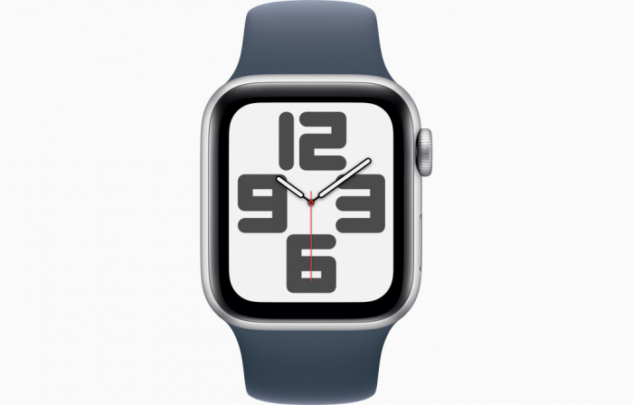 Apple Watch SE2 v2 GPS 40mm Silver Alu Case w Storm Blue Sport Band - M/L [2]