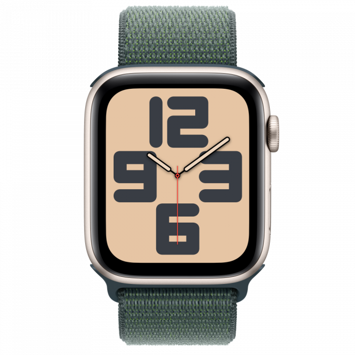 Apple Watch SE2 v3 GPS 44mm Starlight Alu Case with Lake Green Sport Loop [3]