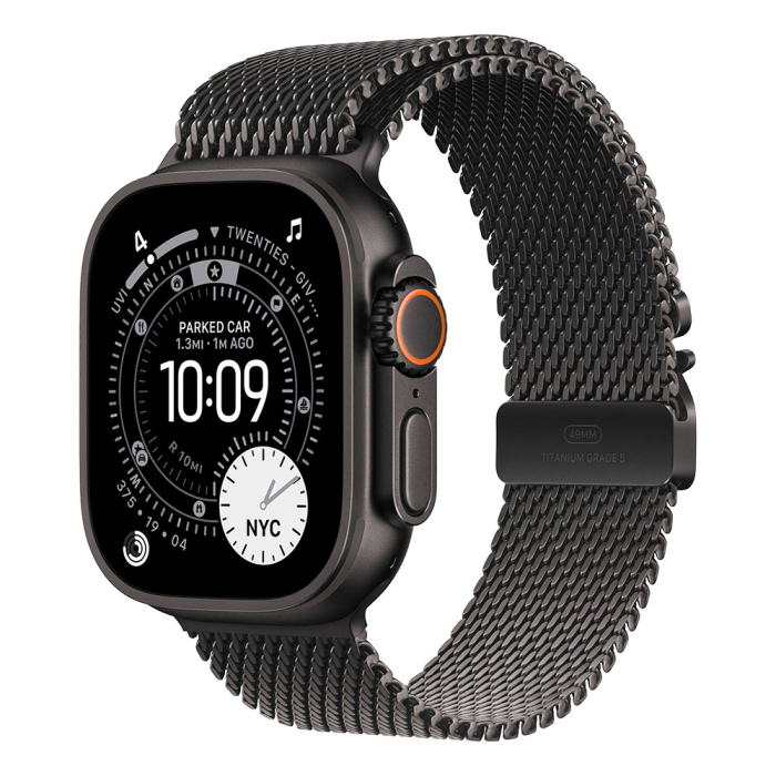 Apple Watch Ultra 3 Cellular 49mm Black Titanium Case with Black Titanium Milanese Loop - Medium [1]