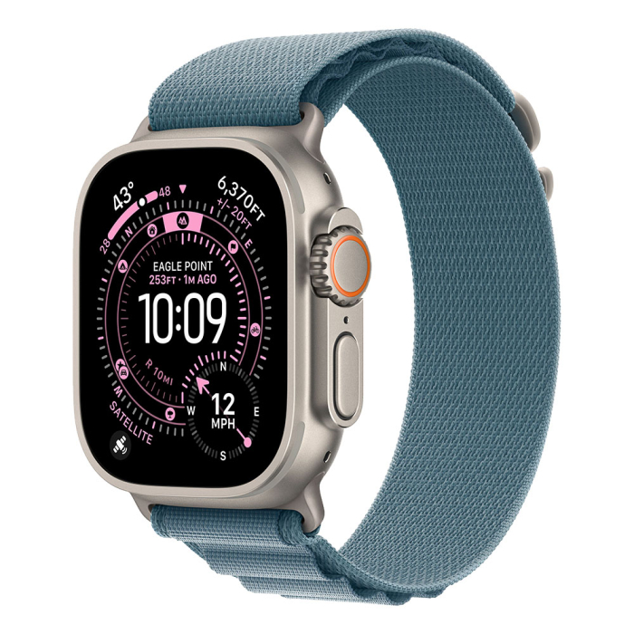 Apple Watch Ultra 3 Cellular 49mm Natural Titanium Case with Light Blue Alpine Loop - Large [1]
