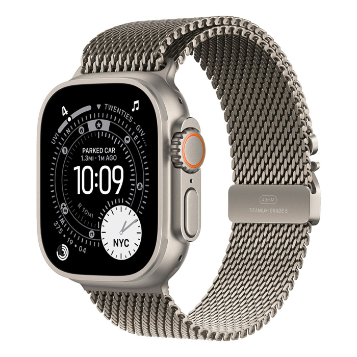 Apple Watch Ultra 3 Cellular 49mm Natural Titanium Case with Natural Titanium Milanese Loop - Small [1]