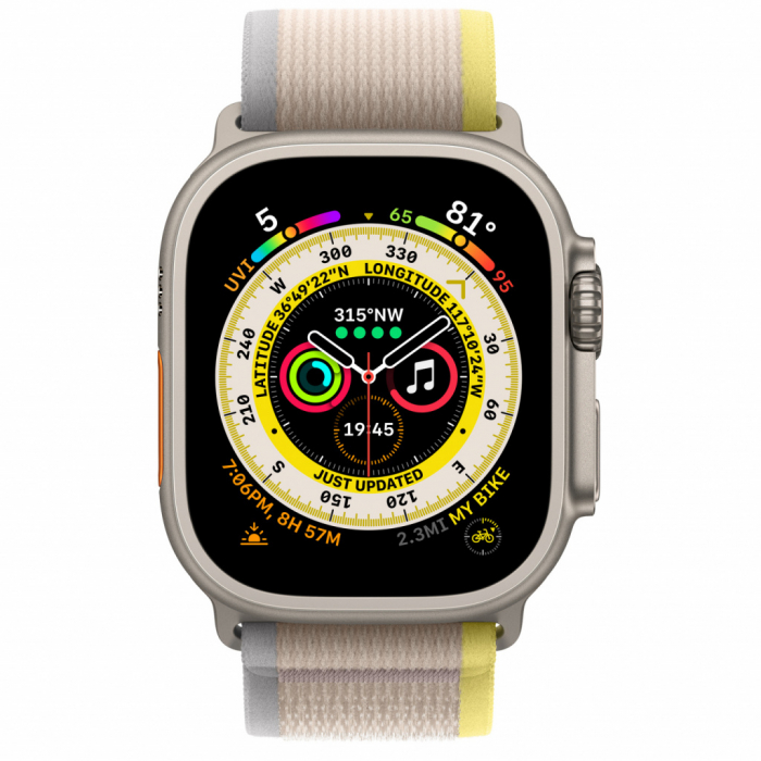 Apple Watch Ultra Cellular, 49mm Titanium Case with Yellow/Beige Trail Loop - M/L [2]