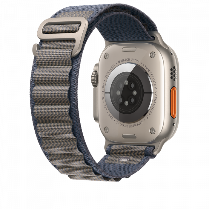Apple Watch Ultra2 Cellular, 49mm Titanium Case w Blue Alpine Loop - Small [3]