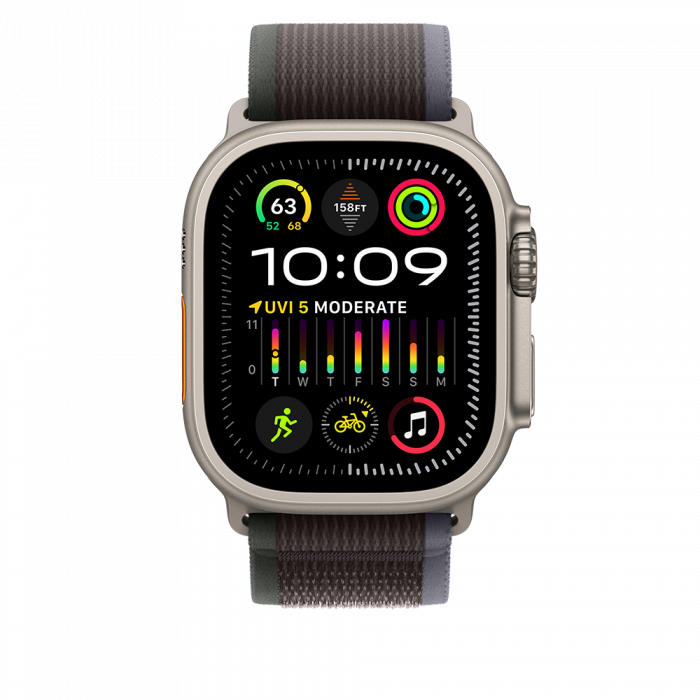 Apple Watch Ultra2 Cellular, 49mm Titanium Case w Blue/Black Trail Loop - M/L [2]