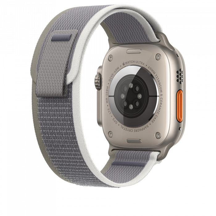 Apple Watch Ultra2 Cellular, 49mm Titanium Case w Green/Grey Trail Loop - S/M [3]