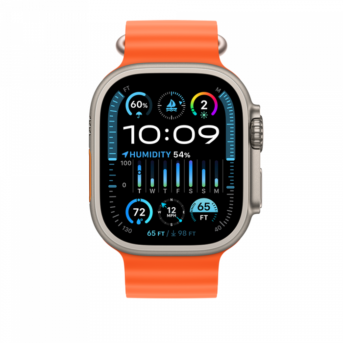 Apple Watch Ultra2 Cellular, 49mm Titanium Case w Orange Ocean Band [2]