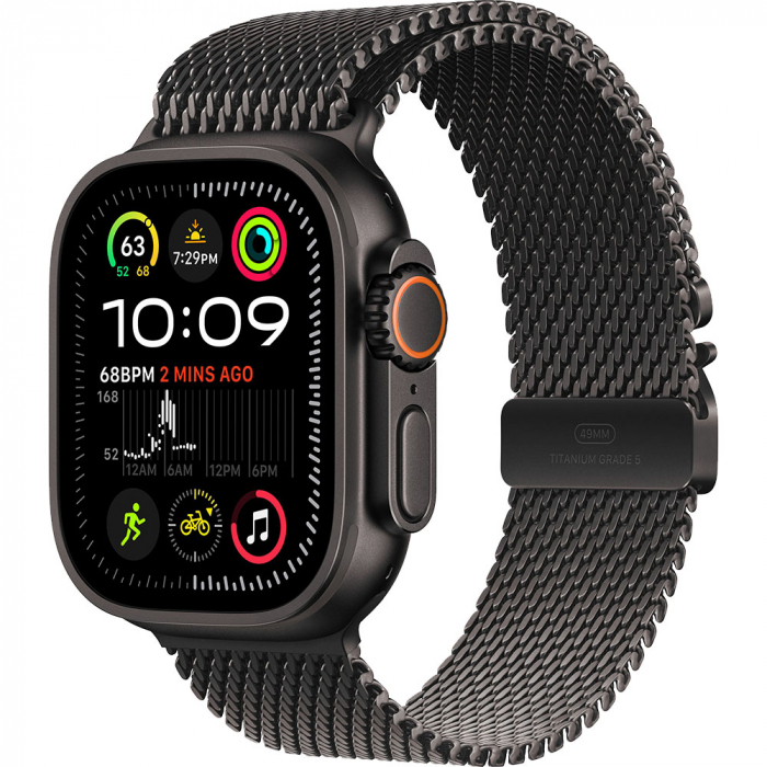 Apple Watch Ultra2 v2 Cellular 49mm Black Titanium Case with Black Titanium Milanese Loop - L [1]