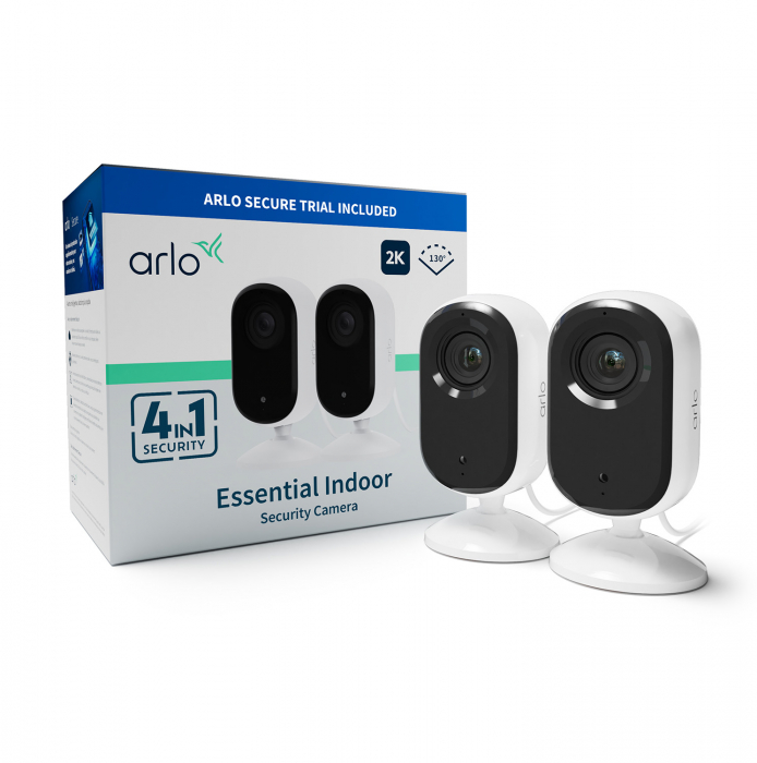 Arlo Essential (Gen.2) 2K Indoor Security Camera - 2 Camera Kit - White [2]