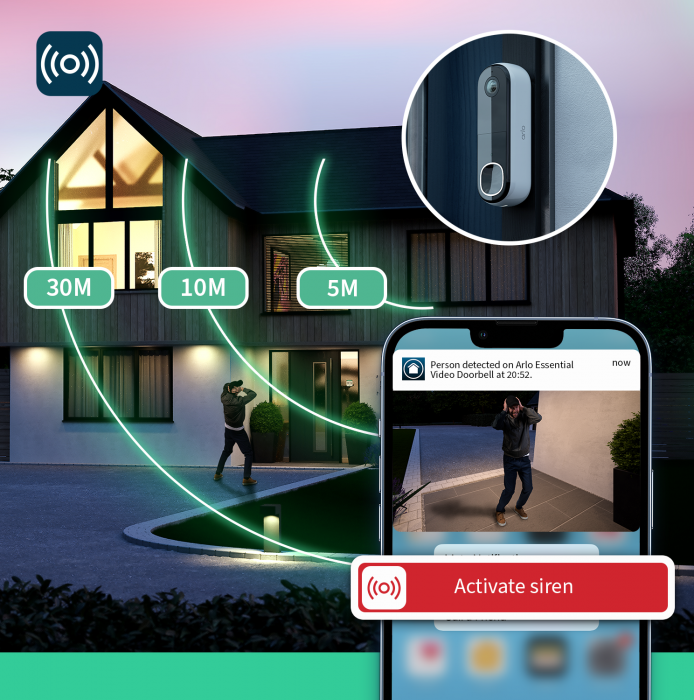 Arlo Essential (Gen.2) Video Doorbell and Chime 2K Security wireless - 1 Doorbell and chime - White [8]