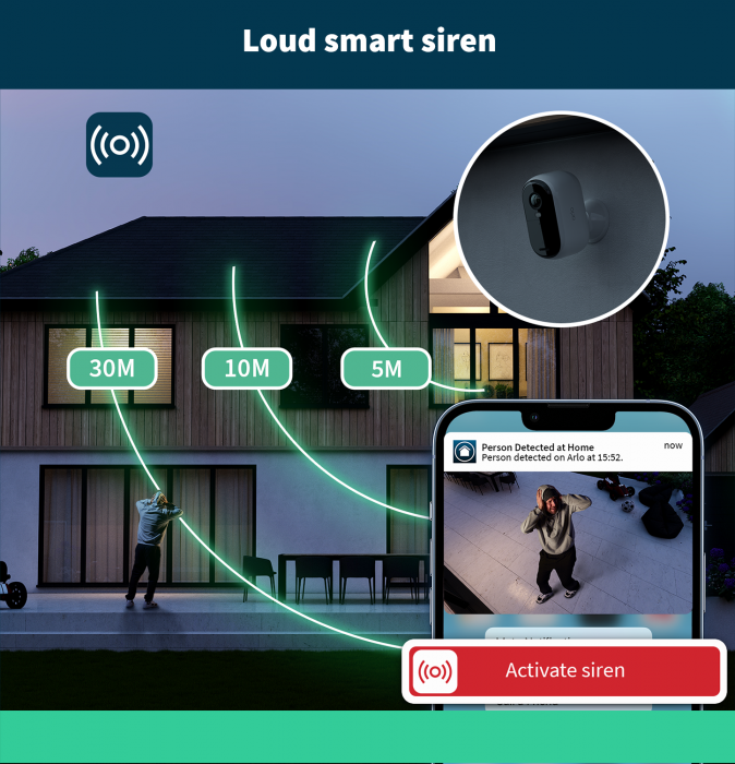 Arlo Essential Hard bundle - (Gen.2) [1x VMK3050-100UK] 2K Outdoor Security Camera + (Gen.2) [1x AVD3001-100EUS] Video Doorbell FHD Security wireless - White [8]