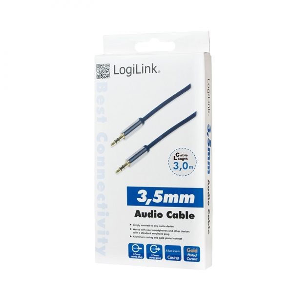 Audio Cable 3.5 Stereo M/M, straight, 3,00m, blue "CA10300" [3]