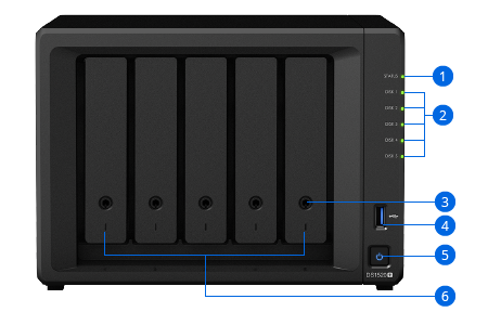 Network Attached Storage Synology DiskStation DS1520+, Procesor Intel Celeron J4125 Quad Core burst up to 2.7 GHz, 8 GB DDR4, 5-Bay, 2 x Gigabit LAN, 3 x USB 3.0, 1 x eSATA, 2 x M.2 NVME [2]