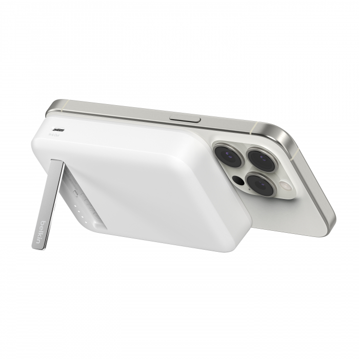 Belkin 10k Qi2 MagSafe Compatible Powerbank with kickstand - White [2]