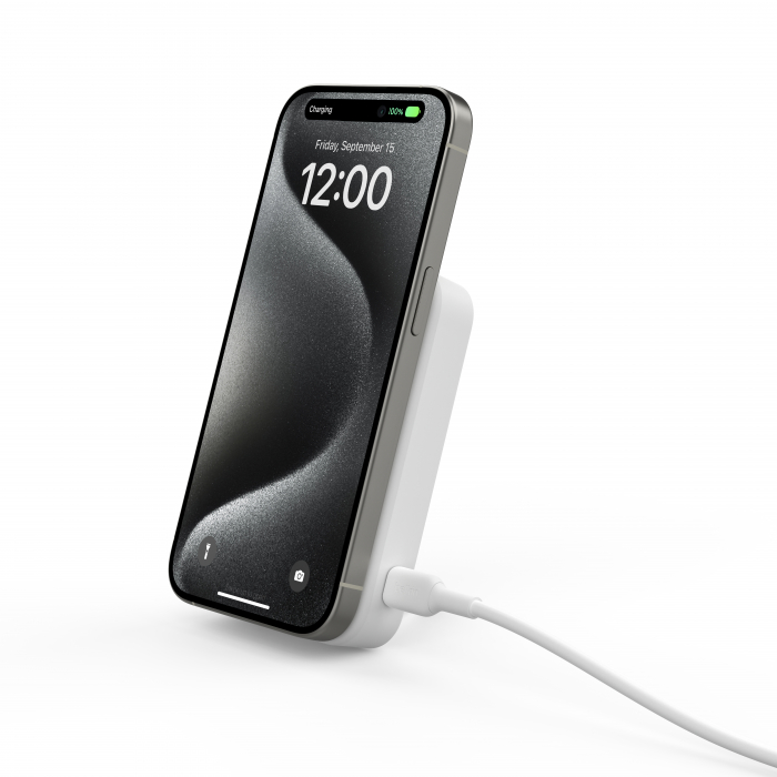 Belkin 10k Qi2 MagSafe Compatible Powerbank with kickstand - White [3]