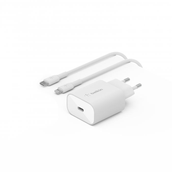 Belkin BOOST CHARGE 25w USB-C PD PPS Single Wall Charger w/ 1m C- Ltg Cable - White [4]