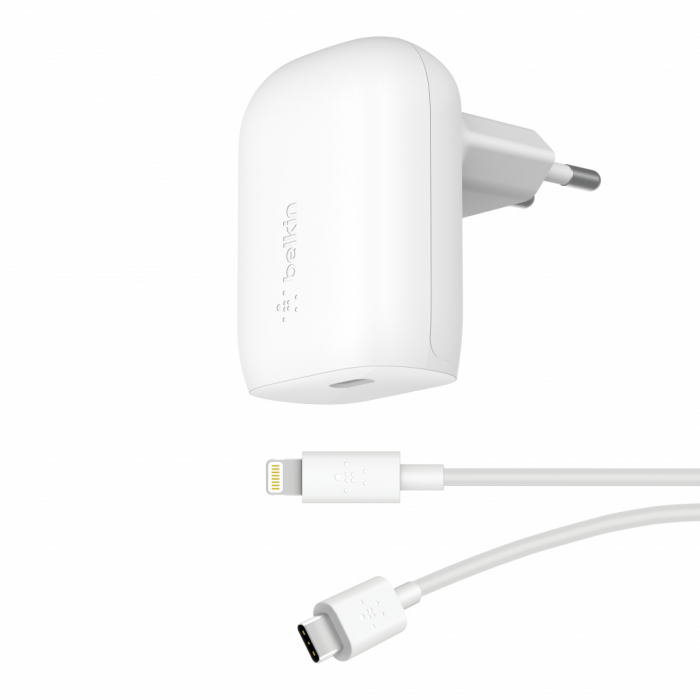 Belkin BOOST CHARGE 30W PD PPS Wall Charger + USB-C Cable with Lightning Connector - White [4]