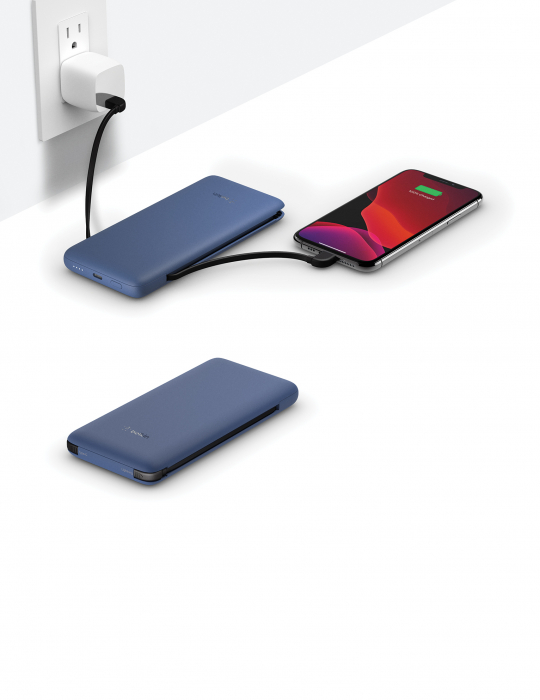 Belkin BOOST CHARGE Plus 10K USB-C Power Bank with Integrated Cables - Blue [2]