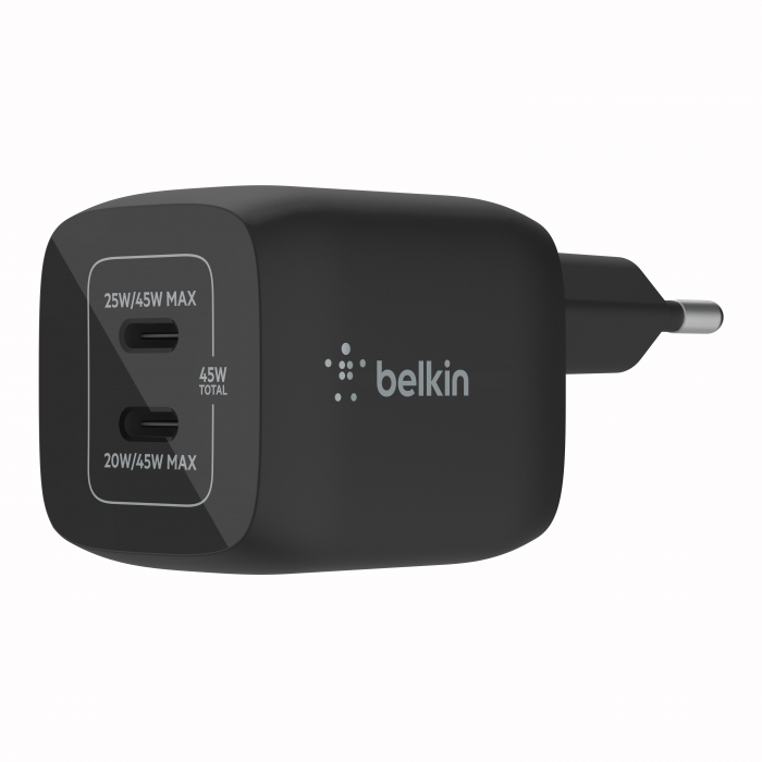 Belkin BOOST CHARGE PRO 45W PD PPS Dual USB-C GaN Charger Universal - Black [5]