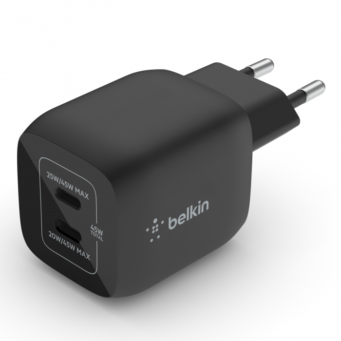 Belkin BOOST CHARGE PRO 45W PD PPS Dual USB-C GaN Charger Universal - Black [1]