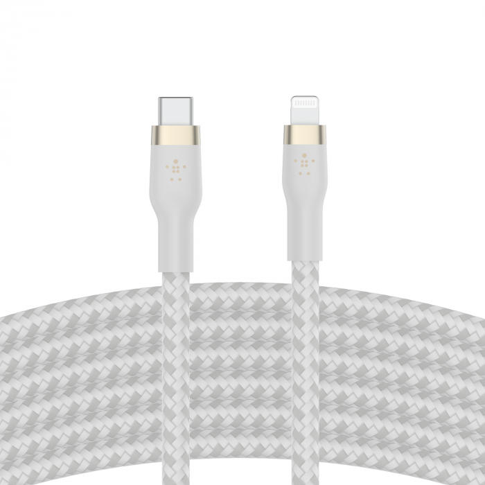 Belkin BOOST CHARGE PRO Flex USB-C to LTG, Braided Silicone Cable - 3M - White [5]