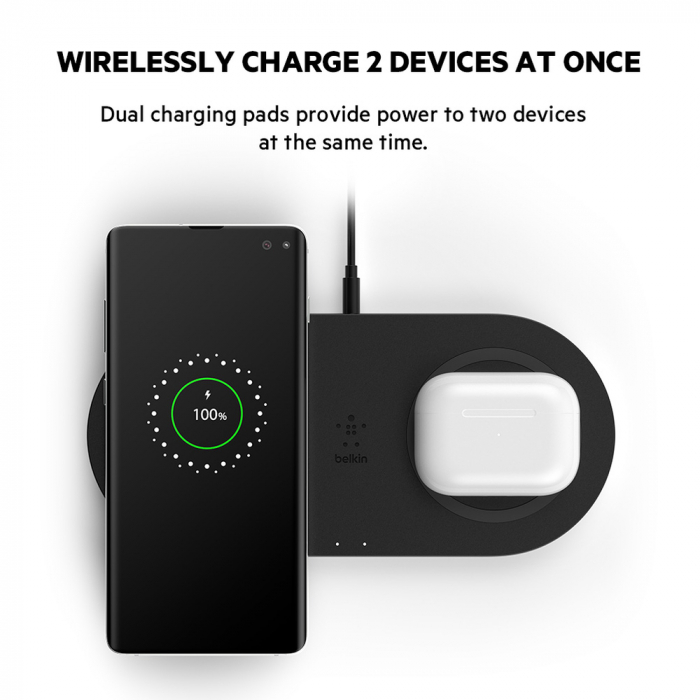 Belkin BOOST CHARGE Qi 15w wireless Charging Dual Pad w PSU (EU Power Supply Included) - Black [8]