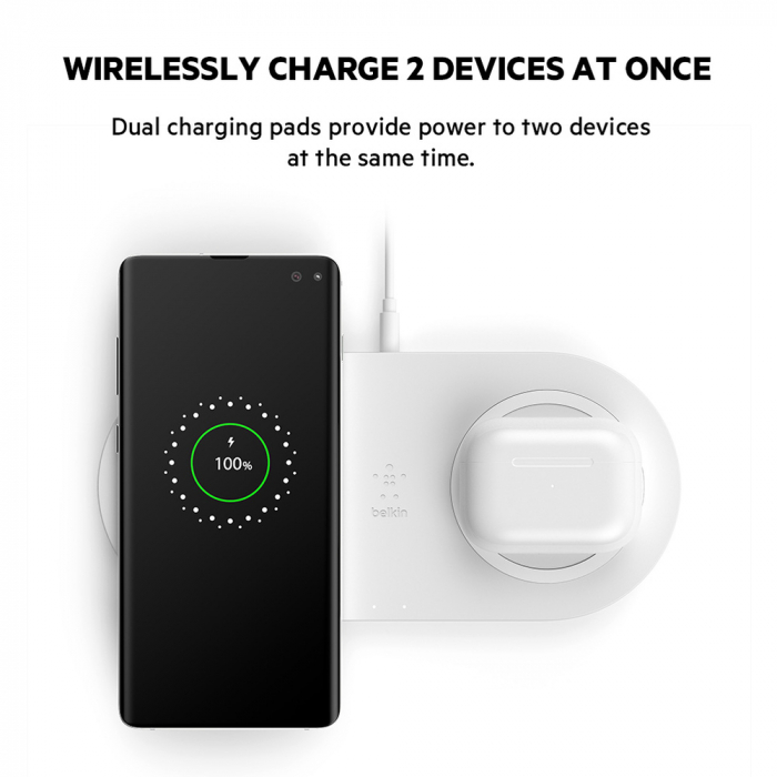 Belkin BOOST CHARGE Qi 15w wireless Charging Dual Pad w PSU (EU Power Supply Included) - White [2]