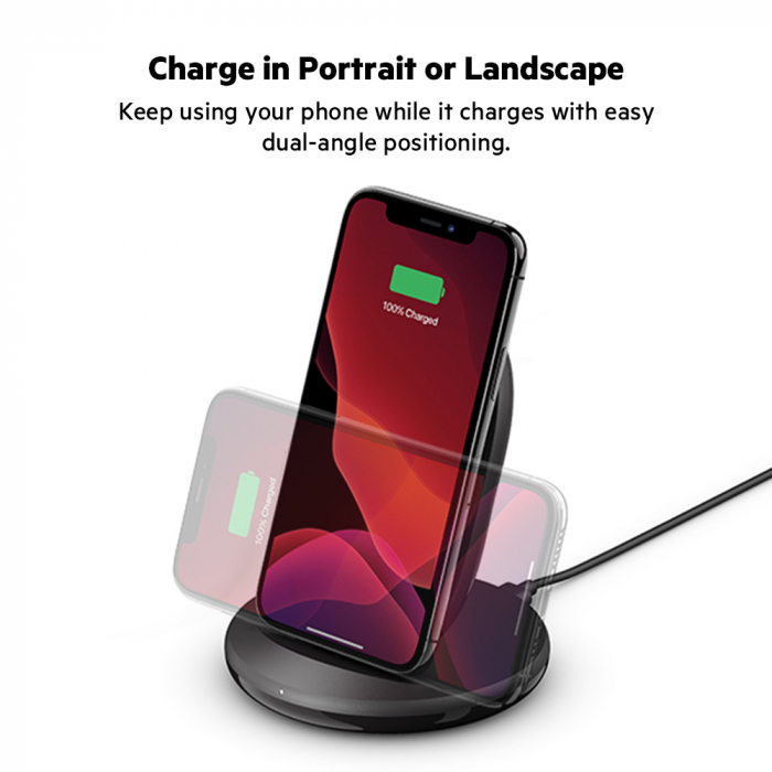 Belkin BOOST CHARGE Qi 15w wireless Charging Stand w PSU (EU Power Supply Included) - Black [8]