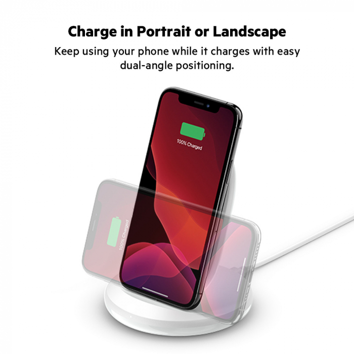 Belkin BOOST CHARGE Qi 15w wireless Charging Stand w PSU  (EU Power Supply Included) -White [6]