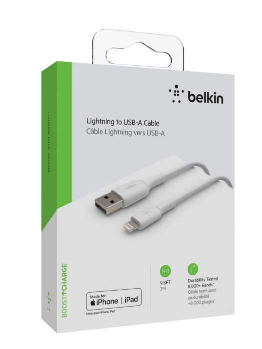 Belkin BOOST CHARGE USB-A to Lightning Cable, PVC - 3M - White [4]