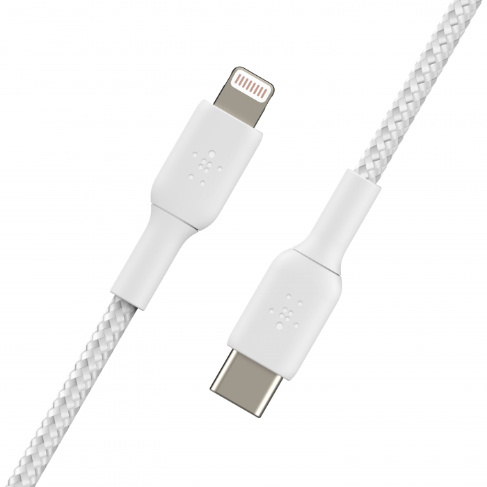 Belkin BOOST CHARGE USB-C to Lightning Cable, Braided - 1M - White [5]