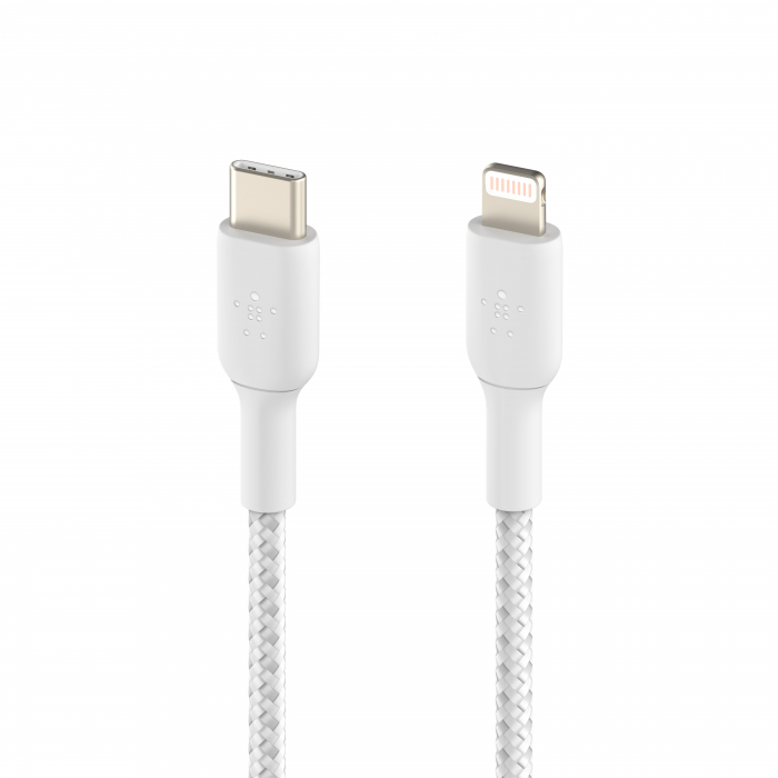 Belkin BOOST CHARGE USB-C to Lightning Cable, Braided - 2M - White [2]