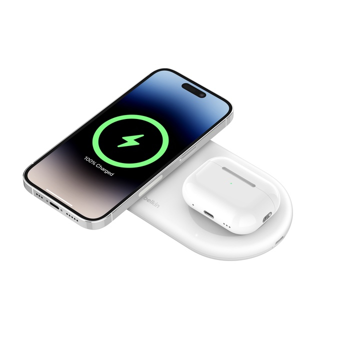 Belkin BOOSTCHARGE PRO 2in1 Qi2 15w Magnetic Charging Pad - White [2]
