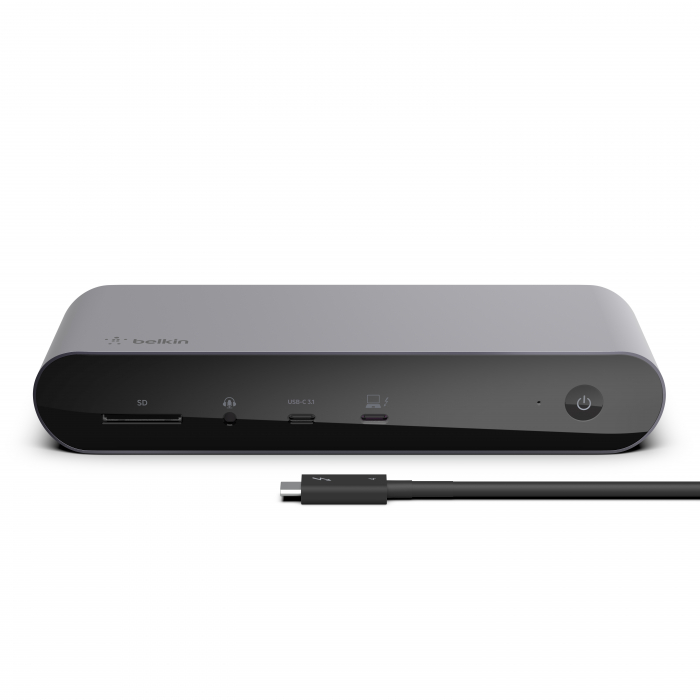 Belkin CONNECT Pro Thunderbolt 4 Dock - Triple display support up to 8K - Thunderbolt 4 - USB C - USB A - HDMI - SD - GbE - Audio - Mac/PC compatible - Black [9]