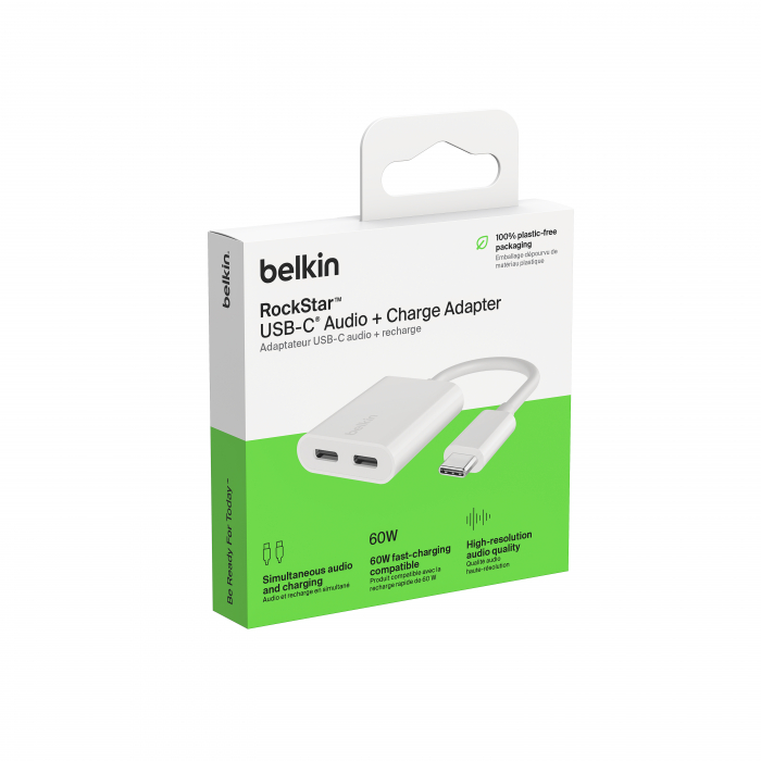 Belkin ROCKSTAR Dual USB-C Audio + Charge Adapter - White [8]