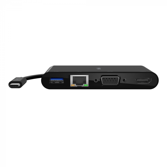 Belkin USB-C Multimedia + Charge Adapter (GBE - HDMI - VGA - USB-A) - Black (100W PD) - Black [7]