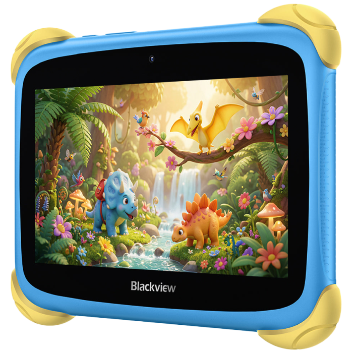 Blackview Link 1 Kids Mini WiFi6 7-inch 1024x600 HD+ 60Hz RK3562 2.0Hz 3GB+32GB 3000mAh Cam 2MP 5MP Stylus glass protector Handle Stand design Android 16 Brave Blue [3]