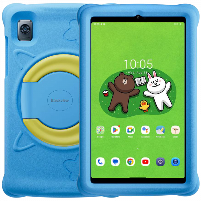 Blackview Tab 60 Kids, 8.68inch WXGA+ 800*1340, T606 Octa-core 1.6GHz, Front 5MP; Rear 8MP camera, memory 4GB/128GB, 6050mAh battery, Android 13, Support Dual SIM card, 802.11 a/b/g/n/ac(2.4/5GHz),Blu [1]
