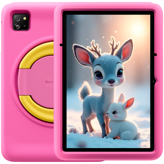 Blackview Tab 60 Pro Kids LTE 10.1-inch HD+ 800x1280 IPS 60Hz 4GB/128GB Octa-core T606 1.6GHz 5MP Front/8MP Back Camera Battery 7700mAh NO Carger USB Type-C Android 15 SD card slot Rose Pink [1]