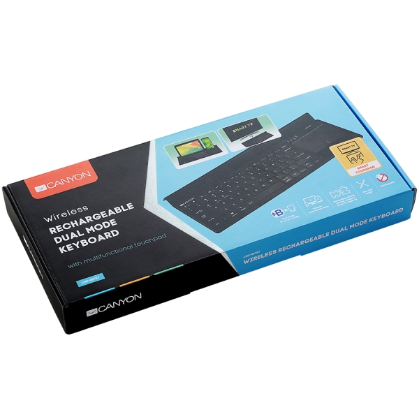 CANYON Bluetooth&2.4G wireless keyboard, max. 4 devices can be connected at same time, Bluetooth multi-device mode under Android, iOS, Win8 and Win10 system, touch panel with rubbery hand rest, US lay [4]