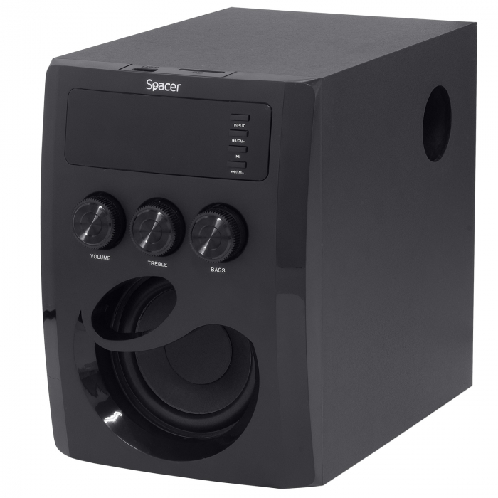BOXE SPACER 2.1, RMS: 20W (2 x 5W + 10W), bluetooth telecomanda wireless, control volum, bass, treble, subwoofer lemn MDF, 220V [3]