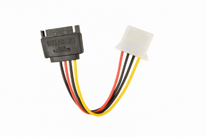 Cablu alimentare 15-pin SATA (T) la 4-pin Molex (M), 0.15m, Gembird \\"CC-SATA-PS-M\\" [1]