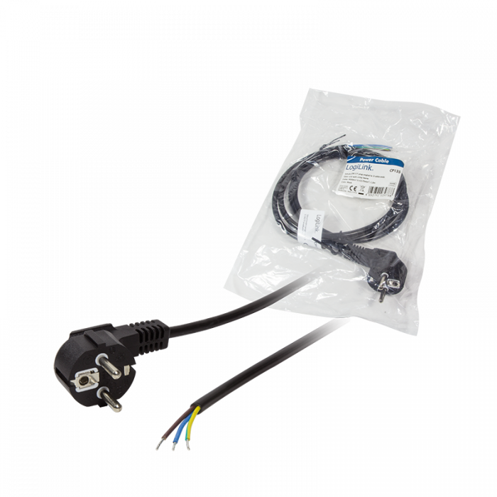 CABLU alimentare LOGILINK 1.8m, intrare Schuko, iesire fire fara conector 3 x 0.75mm2, 10A / 2500W, 1.5m, black, "CP135" (include TV 0.18lei) [2]