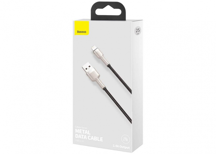 CABLU alimentare si date Baseus Cafule Metal, Fast Charging Data Cable pt. smartphone, USB la Lightning Iphone 2.4A, 0.25m, negru \\"CALJK-01\\" (include TV 0.06 lei) [4]