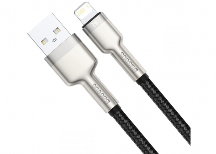 CABLU alimentare si date Baseus Cafule Metal, Fast Charging Data Cable pt. smartphone, USB la Lightning Iphone 2.4A, 0.25m, negru \\"CALJK-01\\" (include TV 0.06 lei) [2]